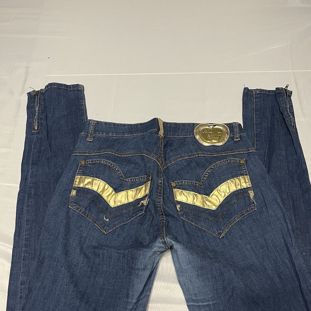 Vtg Apple Bottom Jeans Womens 30x33 Skinny Low Rise Dark Wash Blue Y2K